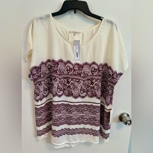 41Hawthorn Milan Lace Print Back Pleat Top XL